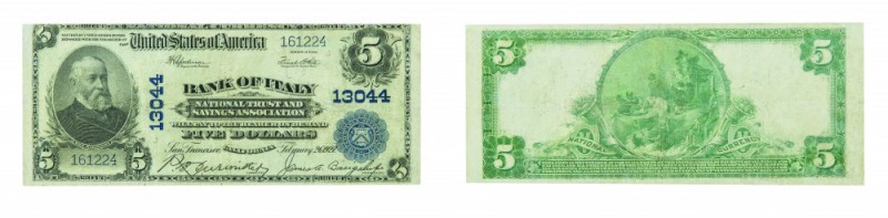 Colonie e Occupazioni Straniere 
Bank of Italy - 5 Dollari 26.02.1927 - Raro - ...