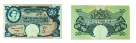 Europa e Oltremare 
East Africa - Elizabeth II (1952-1963) - 20 Shillings (1961) - Lievi pieghe - Raro in questa conservazione (Pick n. 43a) 200,00