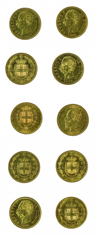 Lotti e Collezioni Monete 
Regno d’Italia - 1862/1882 - Insieme comprendente 5 ...