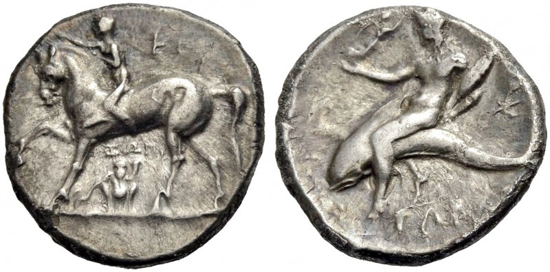 KALABRIEN. TARENT. Didrachme, 282-272 v. Chr., Zeit des Pyrrhos. Jugendl. Reiter...