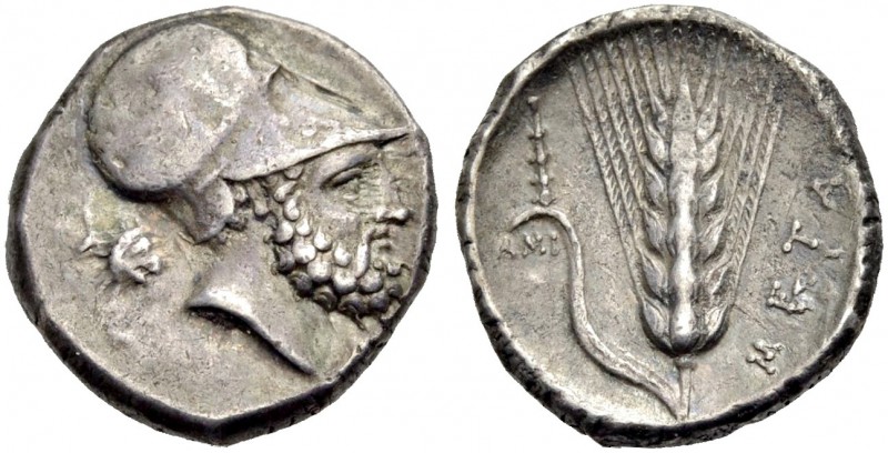 LUKANIEN. METAPONT. Nomos, 330-325 v. Chr. Kopf des bärtigen Leukippos im korint...