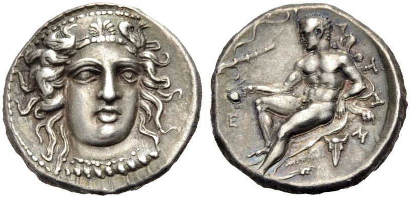 BRUTTIUM. KROTON. Nomos, ca. 400-325 v. Chr. Kopf der Hera Lakinia frontal, leic...