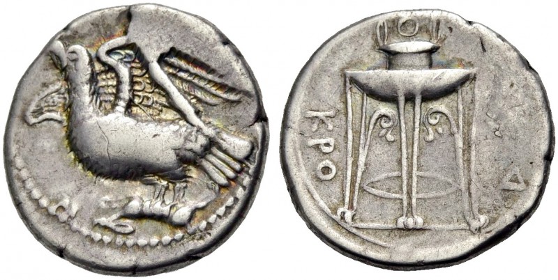 BRUTTIUM. KROTON. Nomos, 350-300 v. Chr. Adler mit offenen Flügeln n.l. auf tote...