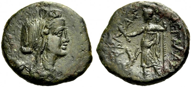 SIZILIEN. HYBLA MEGALA. Bronze, 2./1. Jh. Verschleierter weiblicher Kopf mit Pol...