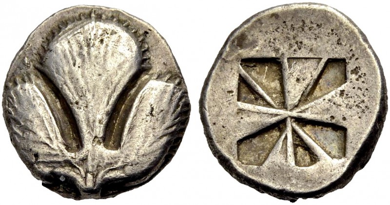 SIZILIEN. SELINUNT (SELINOUS). Stater (Tridrachmon), 540-515 v. Chr. Eppichblatt...