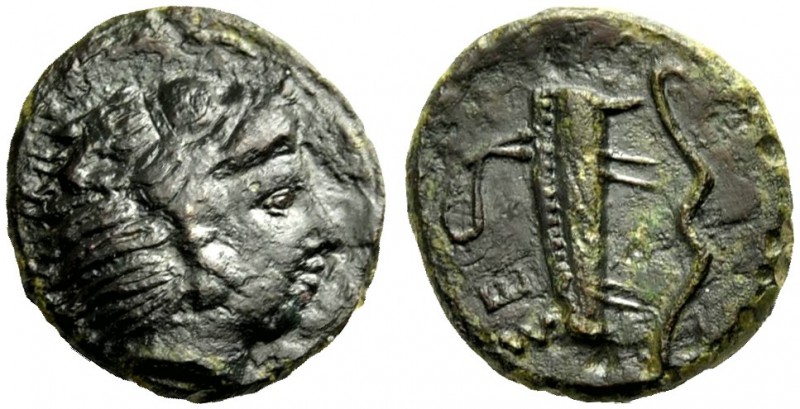 SIZILIEN. SELINUNT (SELINOUS). Hemilitron, Bronze, 415-409 v. Chr. Unbärtiger He...