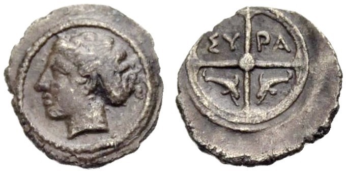 SIZILIEN. SYRAKUS. Hemilitron, 405-395 v. Chr. Kopf der Arethusa mit Sphendone n...