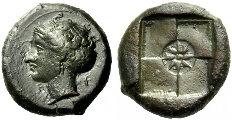 SIZILIEN. SYRAKUS. Hemilitron, Bronze, um 405-375 v. Chr. Bronze des Euainetos.K...
