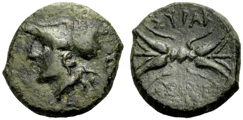SIZILIEN. SYRAKUS. Kleinbronze, 295-287 v. Chr. Kopf der Athena n.l. Rv. ΣΥΡΑΚ/ ...