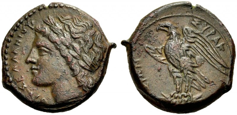 SIZILIEN. SYRAKUS. Hiketas, 288-279 v. Chr. Bronze. [ΔΙ]ΟΣΕΛΛΑΝΙΟΥ Kopf des juge...