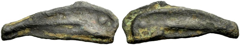 SARMATIEN. OLBIA. "Fischgeld", Bronze, 5. Jh. v. Chr. Gegossen. Delfin, beidseit...