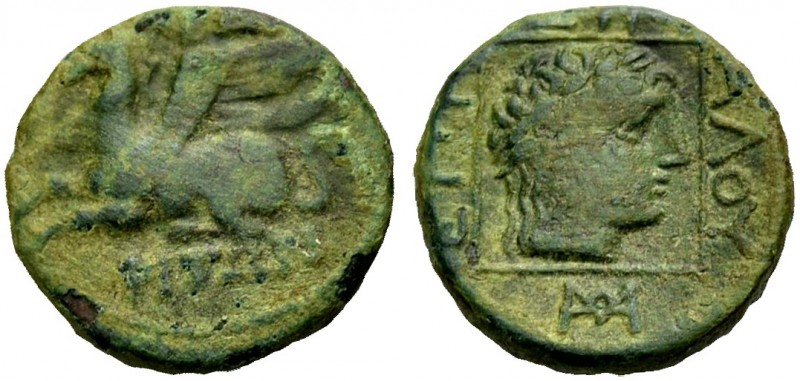 THRAKIEN. ABDERA. Kleinbronze, 350-320 v. Chr. ΑΒΔΗ/ΡΙΤΩΝ Greif n.l. springend. ...