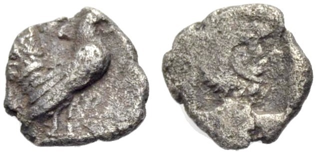 THRAKIEN. DIKAIA. Obol, c. 500-450 v. Chr. Hahn n. r. im Perlenkreis. Rv. Herakl...