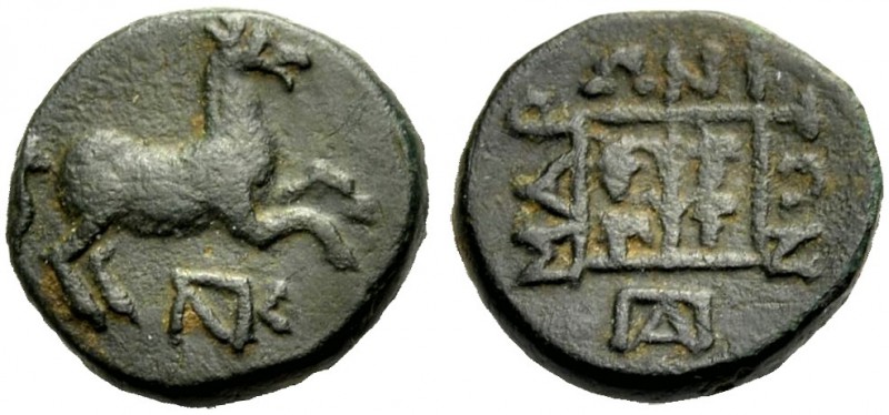 THRAKIEN. MARONEIA. Bronze, 398-347 v. Chr. Pferd n. r. springend, darunter Mono...