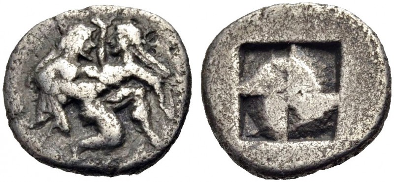 INSELN VOR THRAKIEN. THASOS. Drachme, um 560-463 v. Chr. Satyr n. r., Mänade ent...
