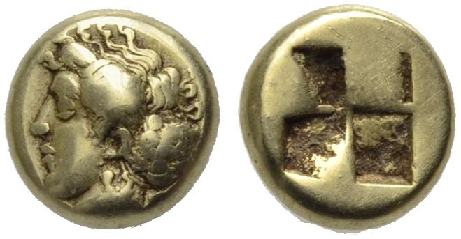 IONIEN. PHOKAIA. Hekte, Elektron, um 390 v. Chr. Weiblicher Kopf (Nymphe ?) n.l....