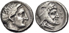 KILIKIEN. MALLOS. Satrapenprägung. Stater, 380-360 v. Chr. Kopf der Aphrodite mit Ampyx und Stephane n.r. Rv. ΜΑΛ Kopf eines Satrapen mit Satrapenkyrb...