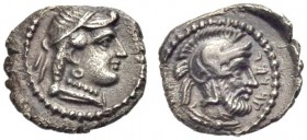 KILIKIEN. TARSOS. Datames, 378-372 v. Chr. Obol, 380 v. Chr. Weibl. Kopf n.r., die Haare in einen Ampyx gebunden. Rv. Bärtiger männl. Kopf im Helm mit...