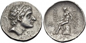 KÖNIGREICH DER SELEUKIDEN. Antiochos II. Theos, 261-246 v. Chr. Tetradrachmon, Lysimacheia. Kopf mit Binde n.r. Rv. ΒΑΣΙΛΕΩΣ - ΑΝΤΙΟ-ΧΟΥ Apollo, nackt...