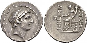 KÖNIGREICH DER SELEUKIDEN. Demetrios I. Soter, 162-150 v. Chr. Tetradrachmon, Antiochia am Orontes, 162-156 v. Chr. Kopf mit Binde in Lorbeerkranz n.r...