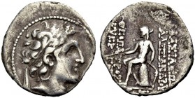 KÖNIGREICH DER SELEUKIDEN. Alexander I. Balas, 152-145 v. Chr. Drachme, o. J. Antiochia am Orontes. Büste mit Diadem im Perlenkreis n. r. Rv. ΒΑΣΙΛΕΩΣ...