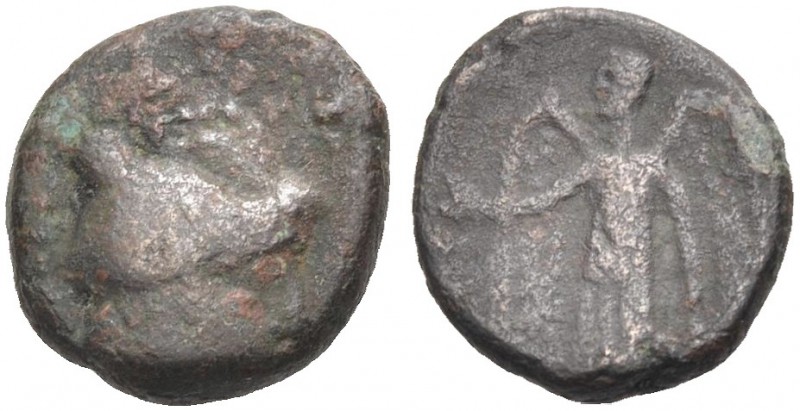 ARABIEN. KÖNIGREICH DER NABATÄER. Anonym, 100-50 v. Chr. Bronze. Athenakopf im H...