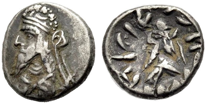 PERSIEN. Vadfradad IV. 1. Hälfte 2. Jh. n. Chr. Halbdrachme. Drap. Büste mit Kro...
