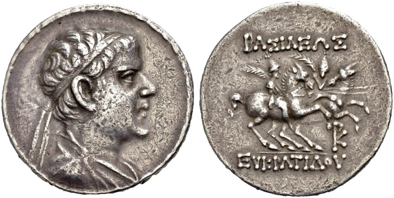 BAKTRIEN. Eukratides I., 171-135 v. Chr. Tetradrachmon, Merv, 170-145 v. Chr. Dr...