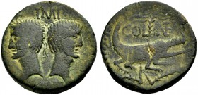 GALLIEN. NEMAUSUS. Augustus, 27 v. Chr. -14 n. Chr. As, 16/15-10 v. Chr. IMP (.) Die Köpfe des Agrippa (l.) und Augustus (r.), von einander abgewandt....