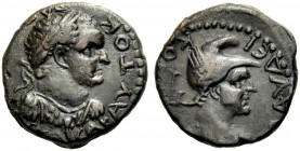 LYKAONIEN. EIKONION (CLAUDICONIUM). Vespasianus für Titus Caesar, 69-79. Bronze (AE 19). Gep. Büste mit L. n. r. ΑΥΤΟΚΡΑΤΩΡ ΤΙΤΟCΚΑΙCΑΡ Rv. (ΚΛ)ΑΥΔΕΙ-...
