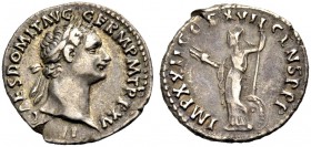 KAISERZEIT. Domitianus, 81-96. Denar, 95-96. Büste mit L. n. r. CAES DOMIT AVG GERM PM TRP XV-II. Rv. IMP XXII COS XVII CENS PPP Minerva n.l. stehend,...