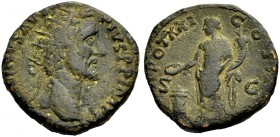 KAISERZEIT. Antoninus Pius, 138-161. Dupondius, 157-158 Büste mit Strahlenkrone n. r. ANTONINVS AVG-PIVS PP IMP II(?) Rv. (PM) TR POT XXI - COS (IIII?...