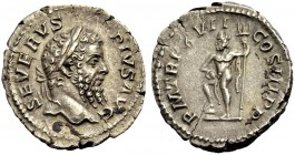 KAISERZEIT. Septimius Severus, 193-211. Denar, 209. Regierung mit Caracalla und Geta. Büste mit L. n. r. Rv. PM TRP XVII COS III PP Neptun n.l. stehen...