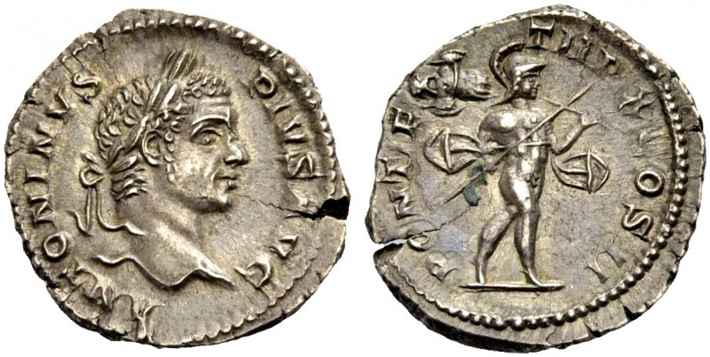 KAISERZEIT. Caracalla, 198-217. Denar, 207. Büste mit L. n. r. Rv. PONTIF TRP X ...