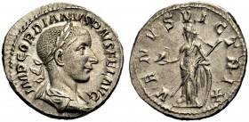 KAISERZEIT. Gordianus III., 238-244. Denar, 241. Drap., gep. Büste mit L. n. r. Rv. VENVS VICTRIX Venus n.l. stehend, Helm auf der ausgestreckten Rech...