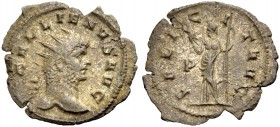 KAISERZEIT. Gallienus, 253-268. Antoninian, um 265 Mailand. Büste mit Strkr. n. r. GALLIENVS AVG Rv. FELI-CI-T AVG Felicitas n.l. stehend, Caduceus un...