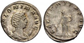 KAISERZEIT. Salonina, Gattin des Gallienus, 253-268. Antoninian, ca. 259, Mailand. Drap. Büste mit Diadem auf Mondsichel n. r. SALONINA AVG. Rv. FECVN...
