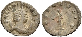 KAISERZEIT. Salonina, Gattin des Gallienus, 253-268. Antoninian, um 265 Mailand. Büste auf Mondsichel n. r mit Diadem. SALONINA AVG Rv. VESTA FELIX Ve...
