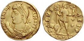 KAISERZEIT. Valentinianus I., 364-375. Solidus, 364-367 Thessalonica.Büste n.l. im kaiserlichen Mantel mit Perlendiadem, mappa und Zepter n.l. haltend...