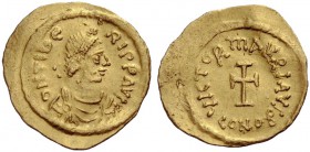 Mauricius Tiberius, 582-602. Tremissis, DN TIbe - RI PP AVC Drap. und gep. Büste mit D. n.r. Rv. VICTOR mAVRI AV / CONOB Balkenkreuz.1,48 g. Sear 488,...