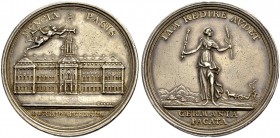 BRANDENBURG-PREUSSEN, KÖNIGREICH. FRIEDRICH II., "der Große", 1740-1786. Medaille 1763 (von Oexlein) auf den Frieden von Hubertusburg. Fama über Schlo...