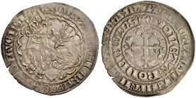 JÜLICH-KLEVE-BERG; KLEVE, GRAFSCHAFT. ADOLPH I., 1368-1394. Botdrager (6 Brabanter) auf flandrischen Schlag von Büderich. Sitzender Löwe mit großem To...