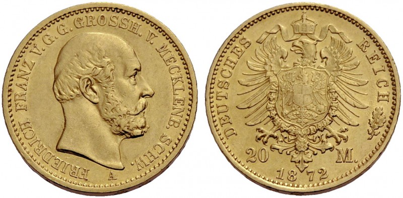 MECKLENBURG-SCHWERIN, GROSSHERZOGTUM. FRIEDRICH FRANZ II., 1842-1883. 20 Mark 18...