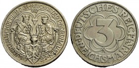 WEIMARER REPUBLIK. 3 Reichsmark 1927 A, 1000 Jahre Nordhausen. J. 327.
Vorzüglich