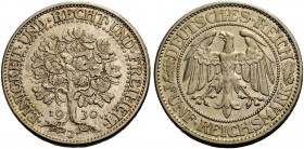 WEIMARER REPUBLIK. 5 Reichsmark 1930 J, Eichbaum. J. 331.
Fast vorzüglich
