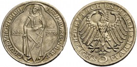 WEIMARER REPUBLIK. 3 Reichsmark 1928 A, 900 Jahre Naumburg. J. 333. Kleiner Randfehler.
Vorzüglich