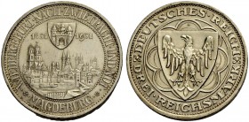 WEIMARER REPUBLIK. 3 Reichsmark 1931 A auf die Zerstörung Magdeburgs 300 Jahre vorher. J. 347.
Vorzüglich