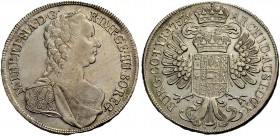 MARIA THERESIA, 1740-1780. Konventionstaler 1757, Wien. Brustbild r. Rv. Gekrönter Doppeladler. Eyp. 73, Her. 406, Dav. 1112.
Sehr schön