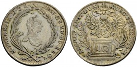 MARIA THERESIA, 1740-1780. 10 Kreuzer 1764, Graz. Büste r. zwischen Palm- und Lorbeerzweig. Rv. Gekrönter Doppeladler auf Podest. Eyp. 118, Her. 1159....