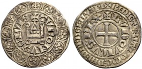 FRANKREICH, SAMMLUNG TOURNOSEN. LOUIS IX, 1226-1270. Gros tournois (1266-1270). +TVRONVS. CIVIS +LVDOVICVS. REX (L mit Punkt über dem Keil). Außen: +B...
